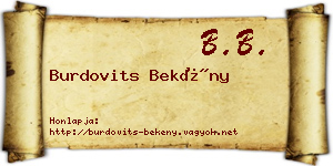 Burdovits Bekény névjegykártya